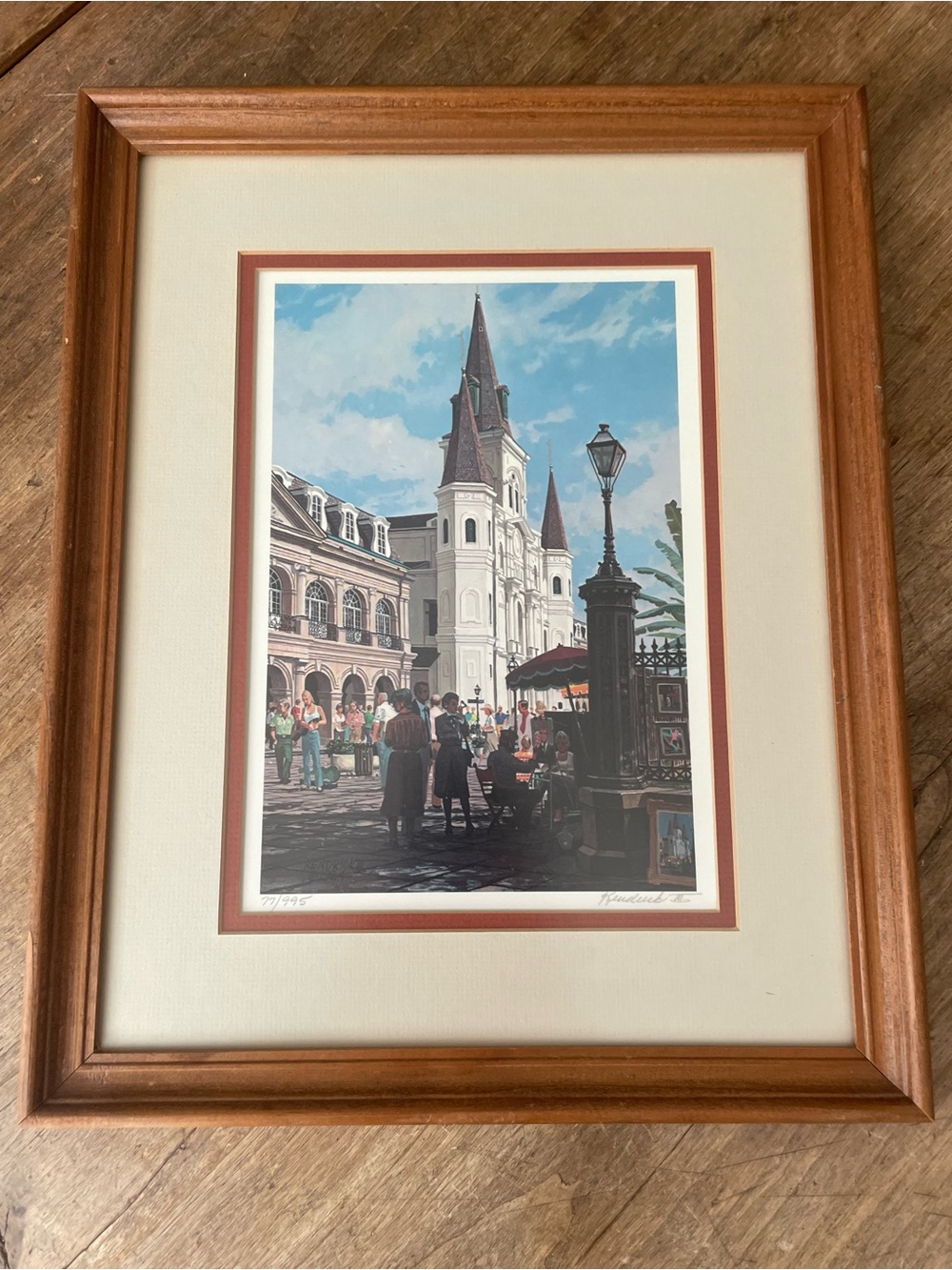 Framed James Kendrick III 1984 Signed and Dated Print 'St. Louis Cathedral'